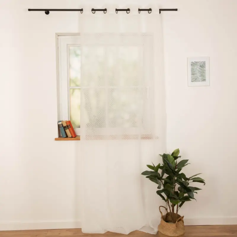 Ösenvorhang Voile Scherli Rechtecke weiß 135x260 cm – transparenter Vorhang Letzte Chance