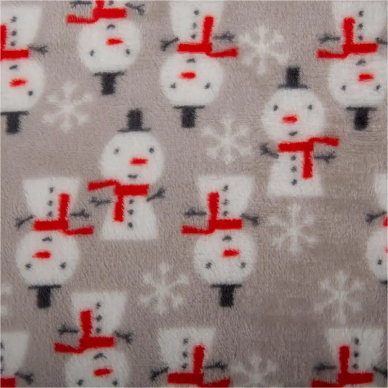 Super-Preis Fleecestoff Schneeman Frosty grau– kuschelweich, 1,45 m Breite