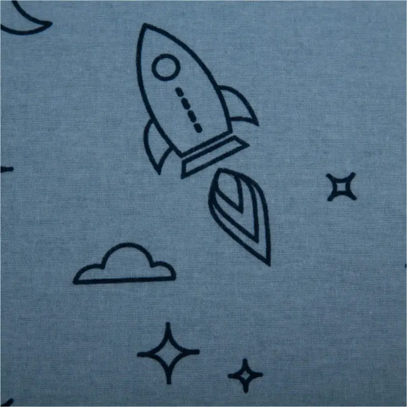 Flanell Stoff Baumwollflanell Raketen hellblau 1,47m Breite Online Kaufen