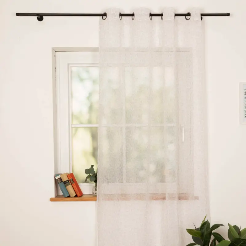 Sichere Zahlung Vorhang Ösenvorhang Leo Voile halbtransparent weiß beige 140x260cm