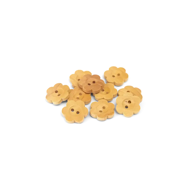 Holzknopf Blume, 2-Loch 15mm, 10 St. Direkt Vom Hersteller