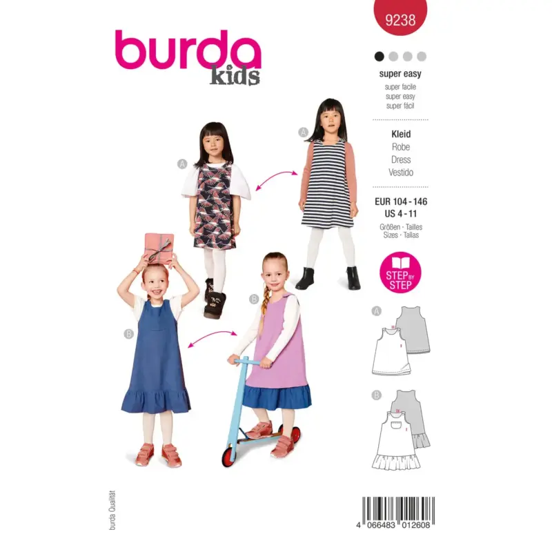 Burda Schnittmuster 9238: Kleid, Gr. 104-146 Neue Ware