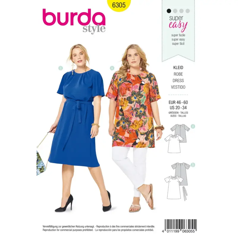 Finale Aktion Burda Schnittmuster 6305: Kleid, Gr. 44-60