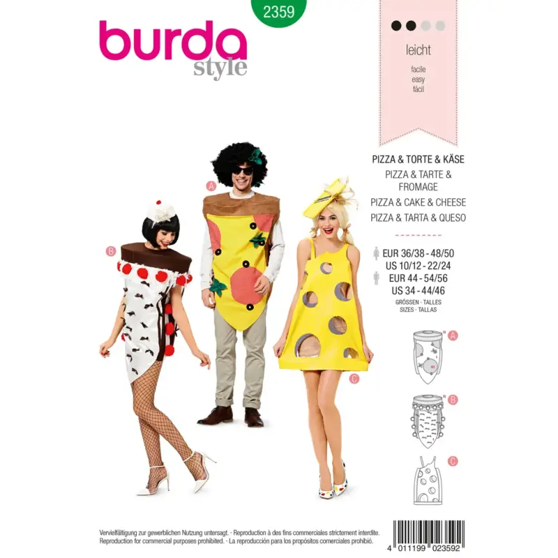 Burda Schnittmuster 2359: Pizza + Kuchen + Käse, Gr. 36-50 Schneller Versand