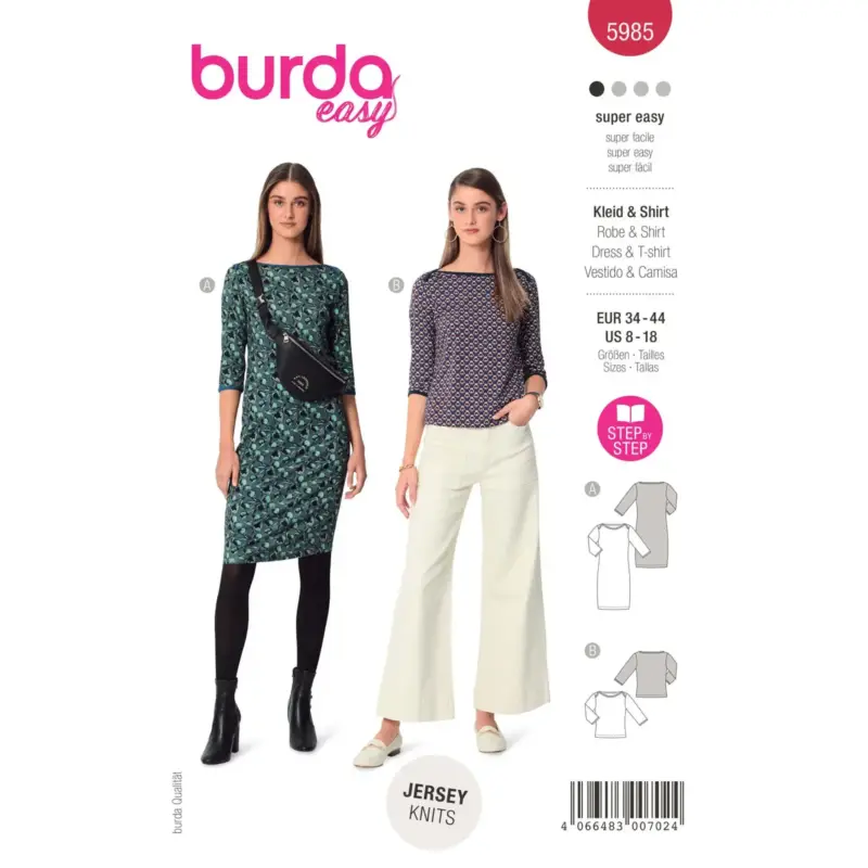 Burda Schnittmuster 5985: Kleid und Shirt, Gr. 34-44 Jetzt Kaufen