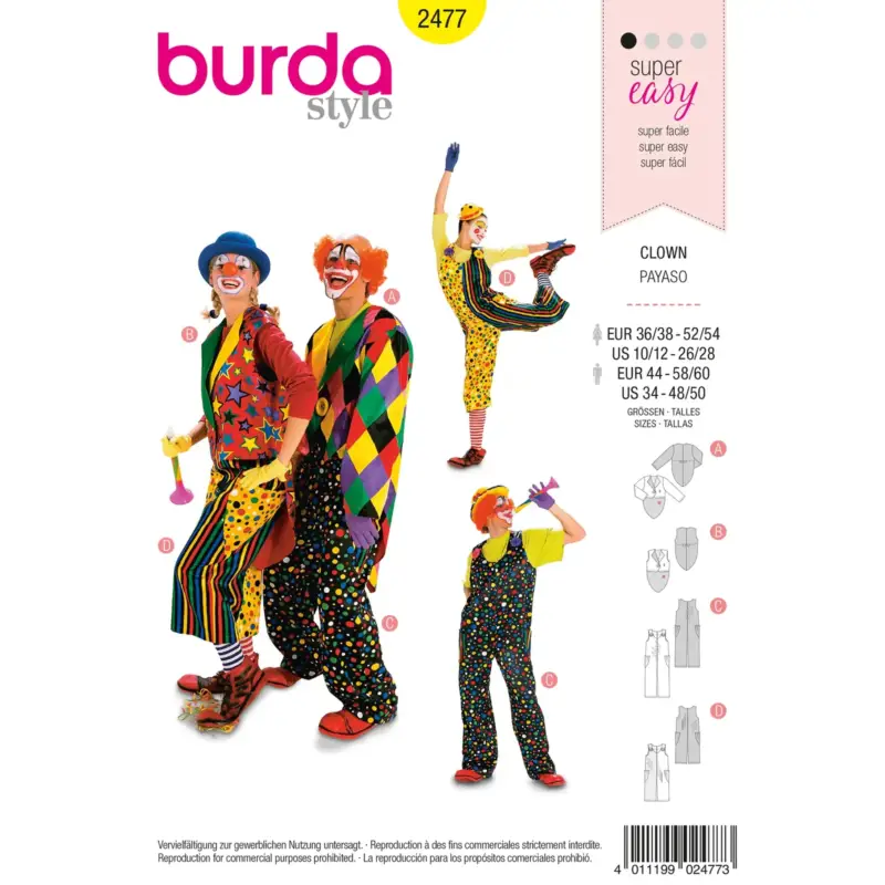 Burda Schnittmuster 2477: Clown, Gr. 36-60 Heißes Angebot
