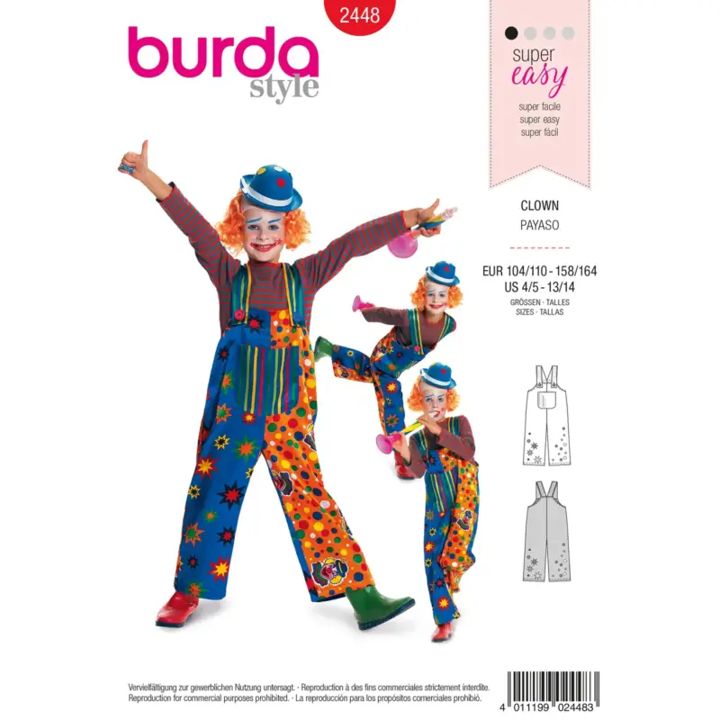 Burda Schnittmuster 2448: Clown Kinder, Gr. 104-164 Bestpreis