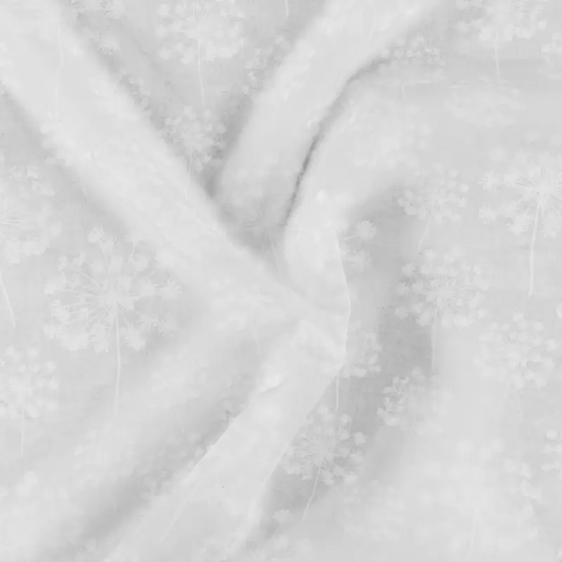 Ausverkauf Voile grau Blume weiß Aufdruck