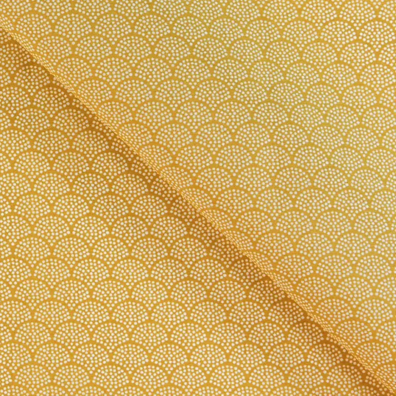 Aktuell Textilwachstuch, curry/weiße Bögen