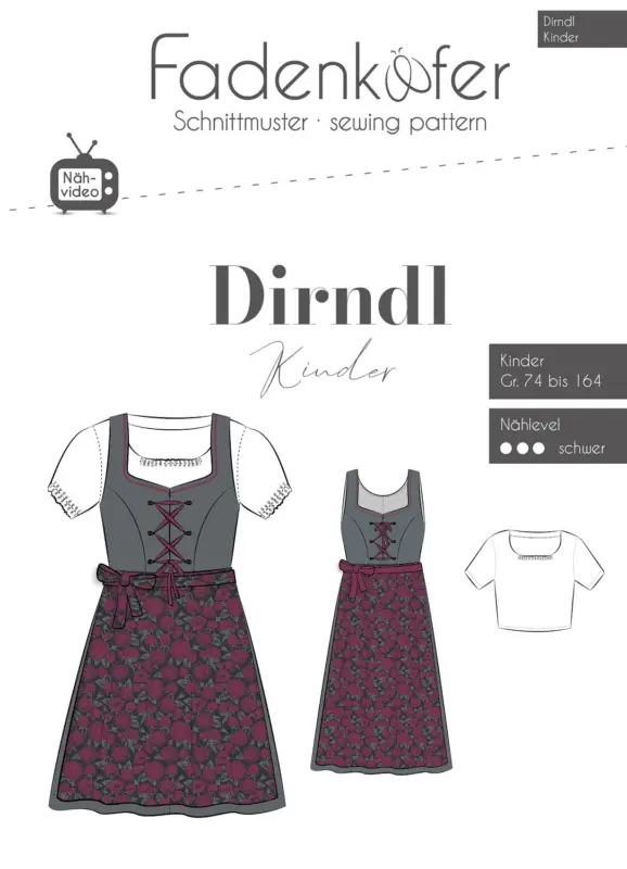 Super-Preis Schnittmuster " Fadenkäfer" Dirndl Kinder inkl. Bluse