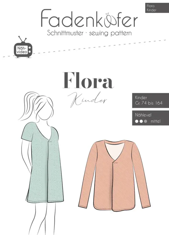 Garantierte Lieferung Schnittmuster "Fadenkäfer" Flora Kinder Bluse / Tunika