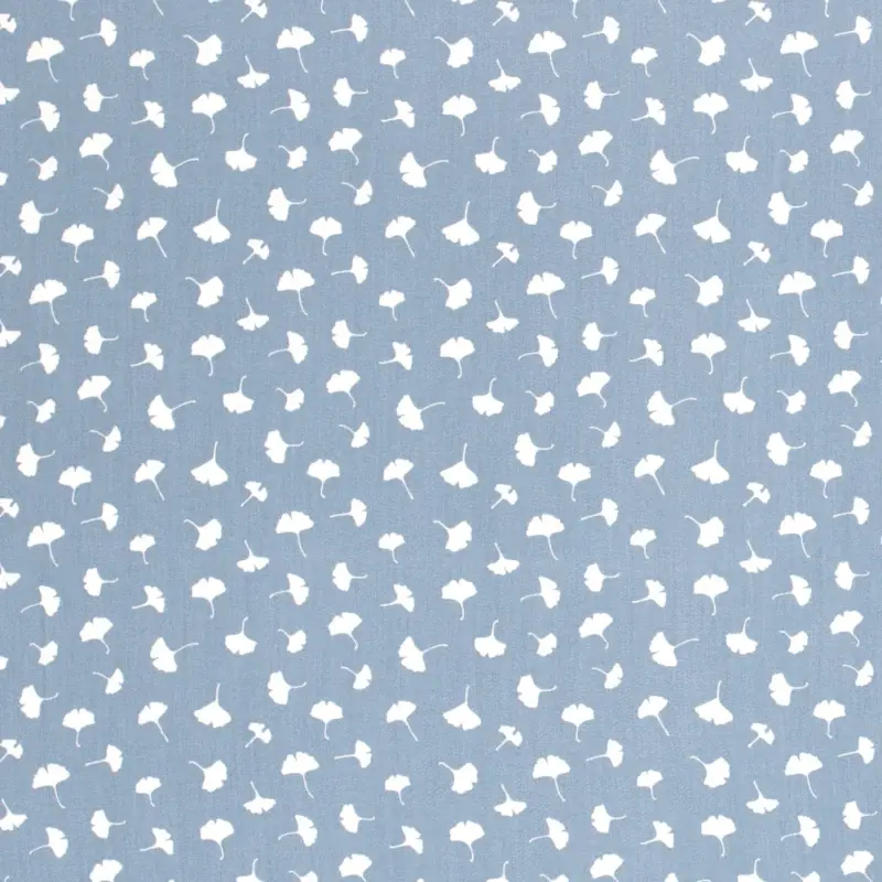 Bambus Viskosestoff Popeline Blüten jeansblau Sonderangebot
