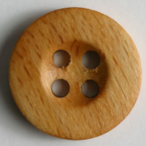 Wochenendangebot Holzknopf, 4 Löcher in runder Mulde - Größe: 18mm