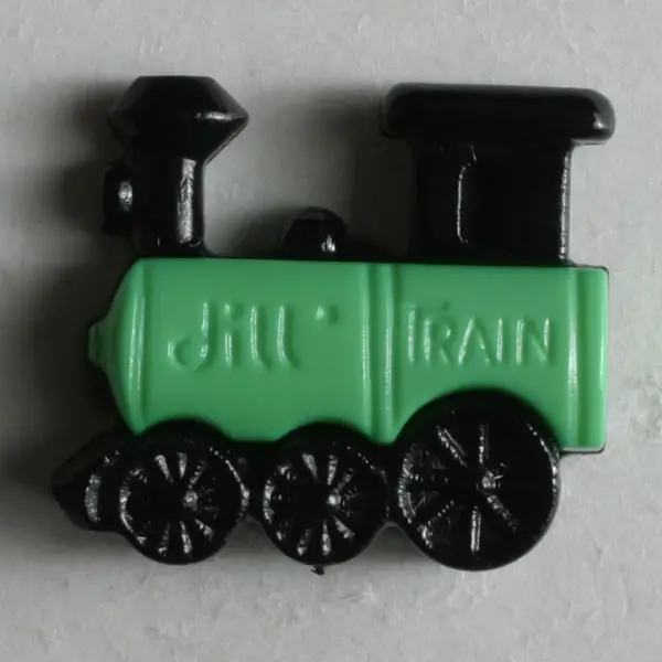 Bestpreis Kinderknopf Dampflokomotive grün- Größe: 20 mm