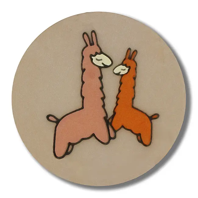 Billig zwei tanzende Lamas Knopf mit Öse - Größe: 15mm
