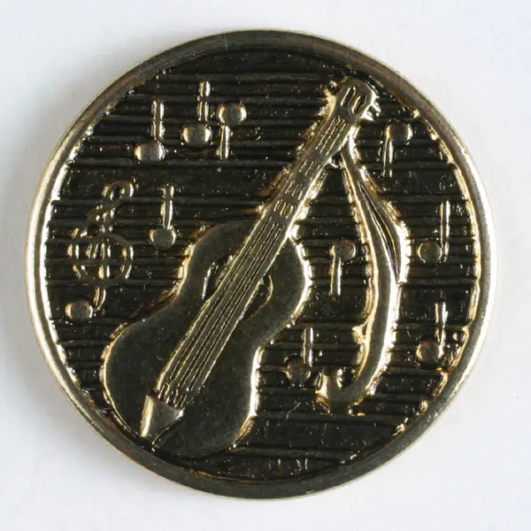 Vollmetallknopf mit Gitarre, Musiknoten und Notenschlüssel - Billig