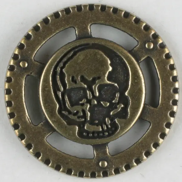 Steampunk Knopf Totenkopf mit Öse - Größe: 30mm Aktuell