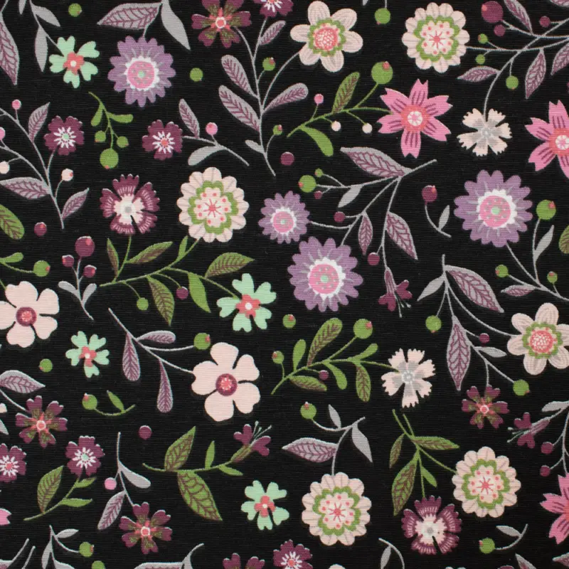 Bestseller Dekostoff Blumen schwarz