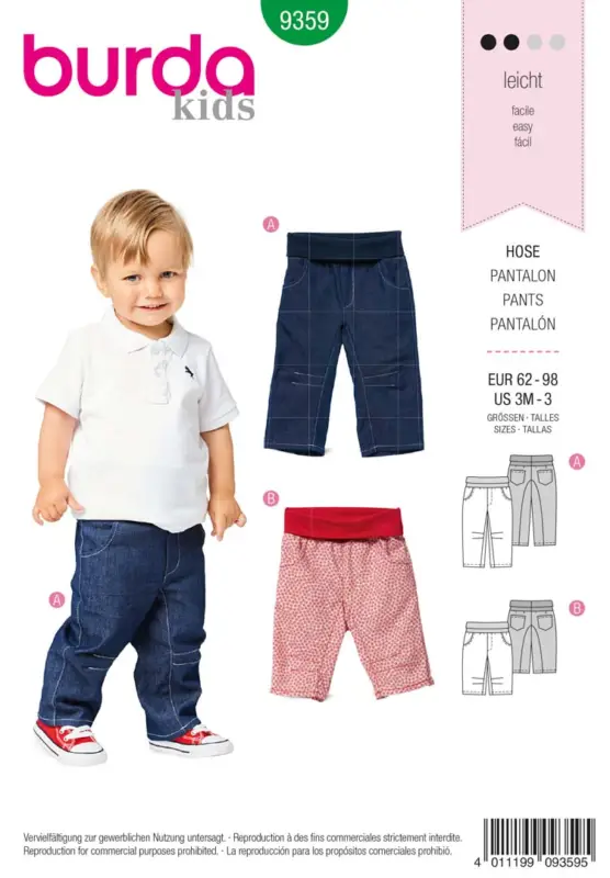 Schnittmuster "Burda" Hose mit Hüftpassentaschen -Baby Aktuell