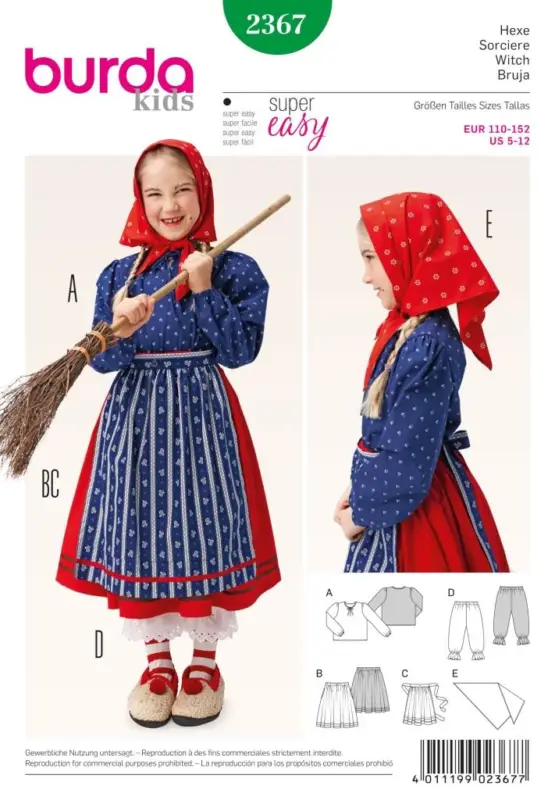 Ausverkauf Schnittmuster Burda 2367 Kostüm Fasching Karneval Hexe