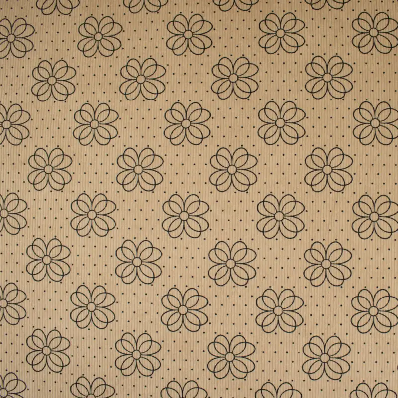 Cordstoff gerippt Blüten beige Rabatt