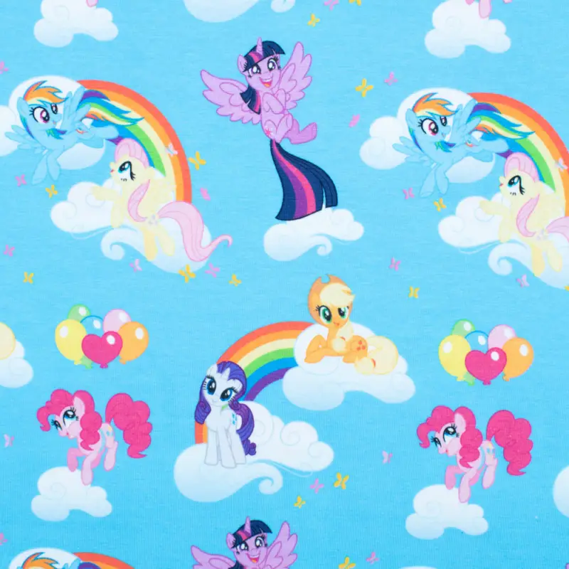 Baumwolljersey Digitaldruck My Little Pony im Wolkenland türkis Abverkauf