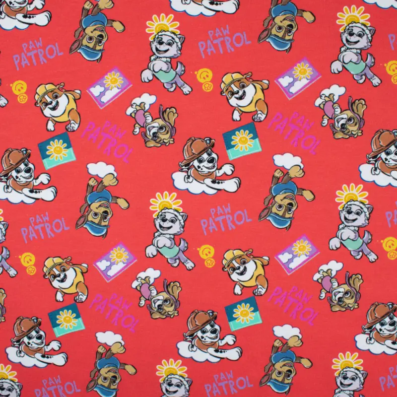 Baumwolljersey Digitaldruck Paw Patrol Sommerferien orange Rabatt