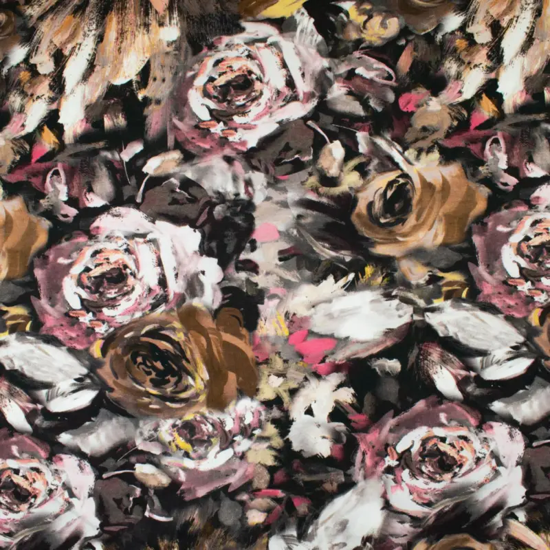 Baumwolljersey Digitaldruck Painted Flowers beige Bestseller