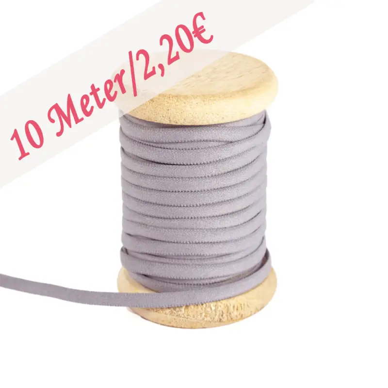 Zertifiziert Gummiband Paket ca. 10 Meter 5 mm breit hellgrau