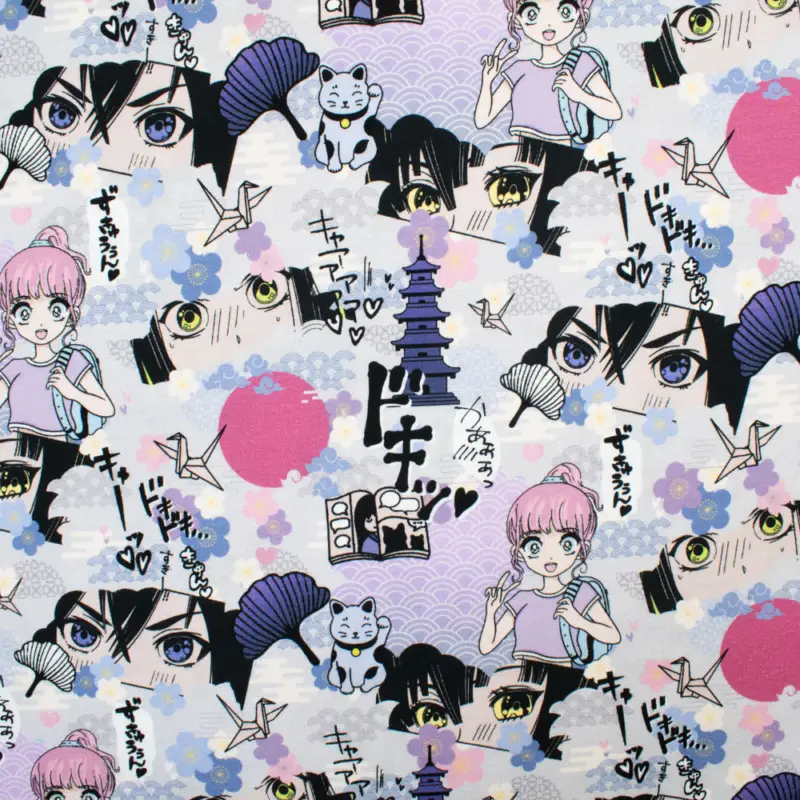 Baumwolljersey Digitaldruck Manga Online Kaufen