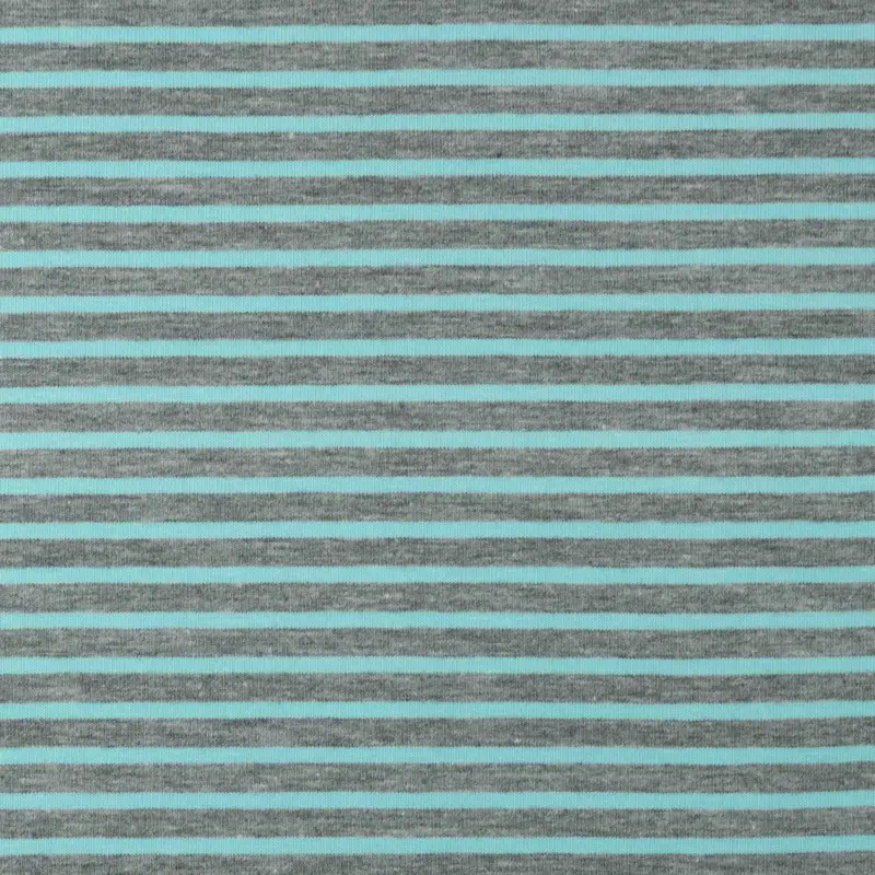Baumwolljersey Streifen grau/mint Ausverkauf