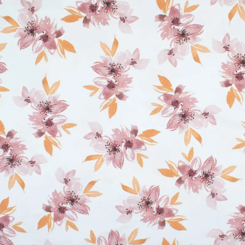 Baumwolljersey Digitaldruck Flowers & Leaves altrosa Kracherpreis