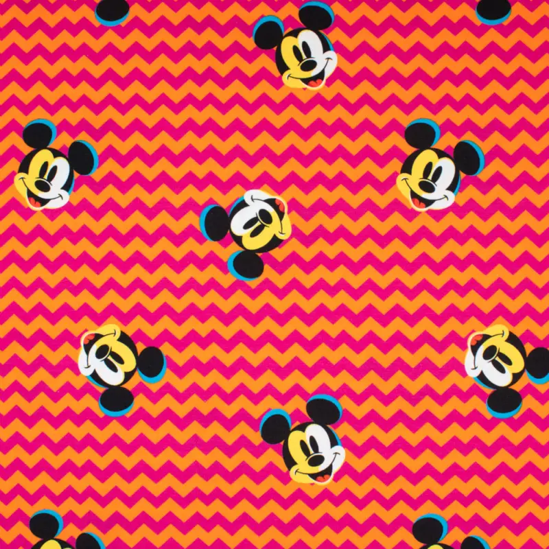 Baumwolljersey Digitaldruck Mickey Mouse orange Preisreduziert