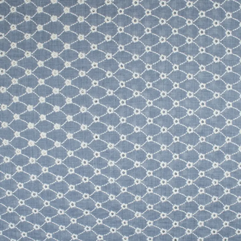 Baumwollstoff Lochstickerei jeansblau Sonderangebot