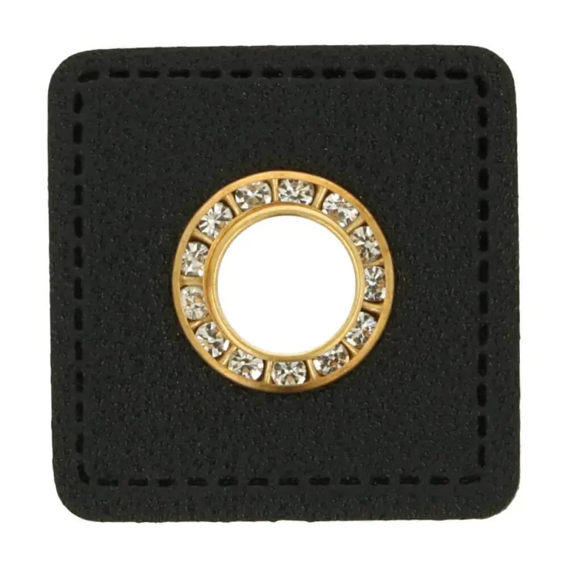 Angebot Ösen Patches schwarz mit Diamanten gold Lederimitat