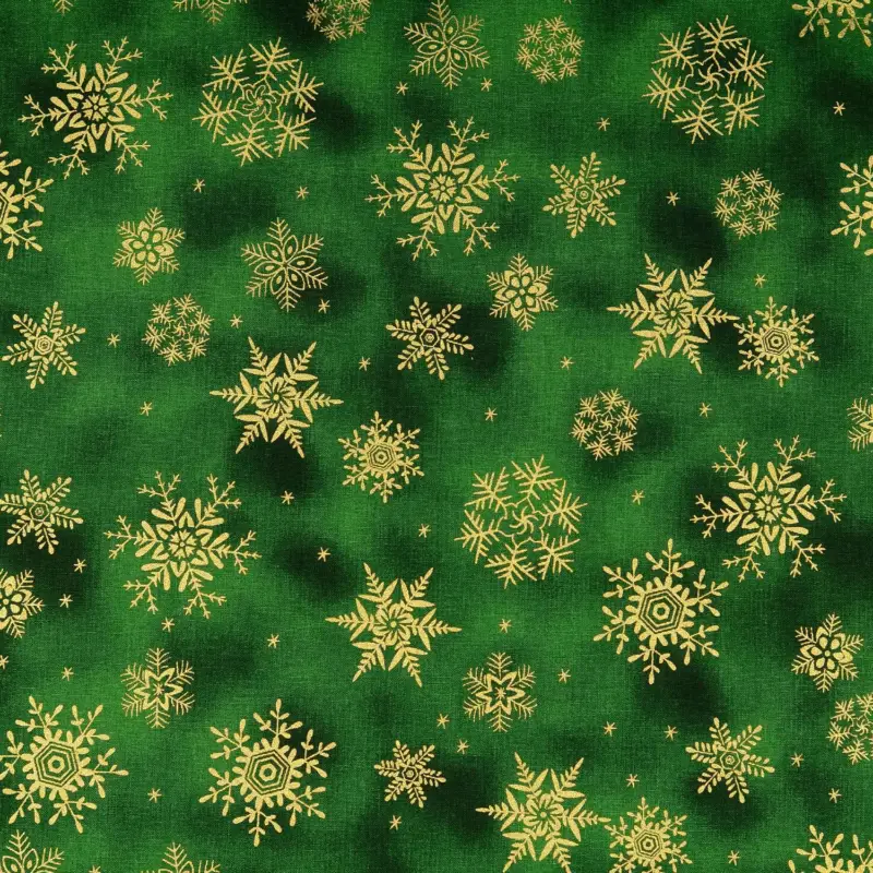 Finale Aktion Baumwollstoff Cretonne Schnee Ornamente tannengrün