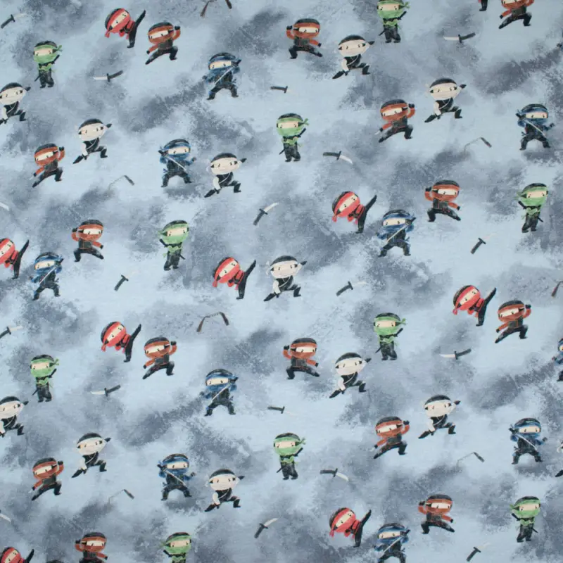 Alpenfleece Digitaldruck Ninjas grau Abverkauf