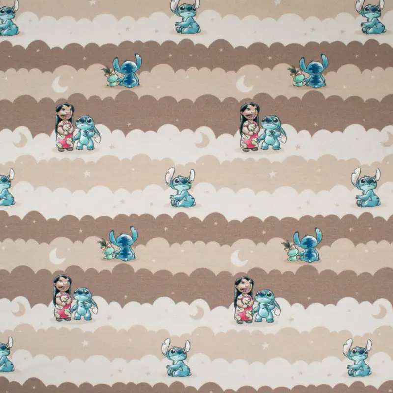 Baumwolljersey Digital Lilo & Stitch geometrisch beige Wochenendangebot
