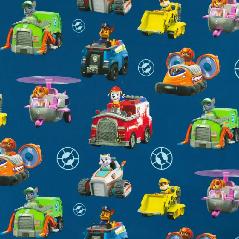 Baumwolljersey Paw Patrol Fahrzeuge Preisreduziert
