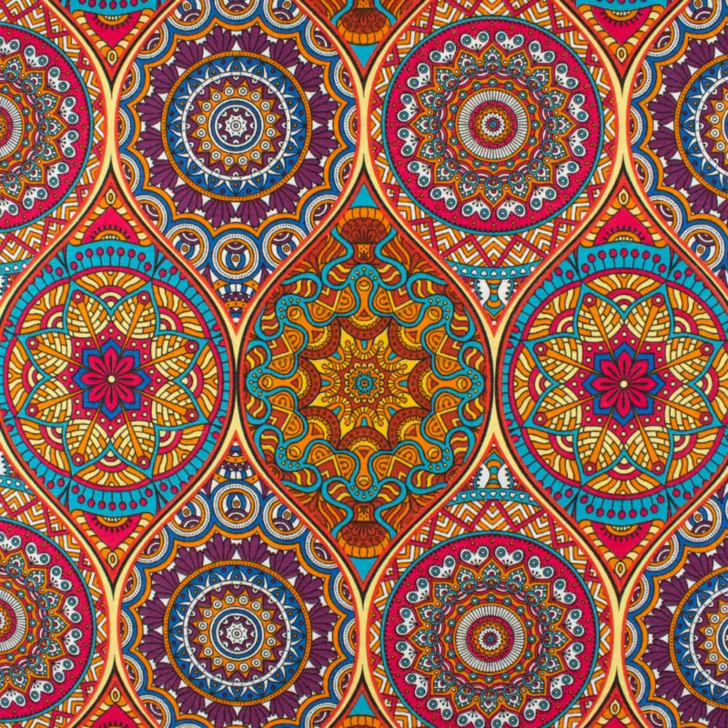 Dekostoff Halbpanama Mandala bunt Aktuell