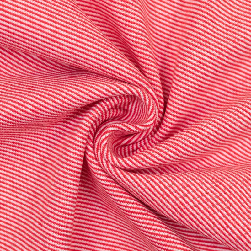 Bündchen gestreift 1 mm rot / weiß Neue Ware