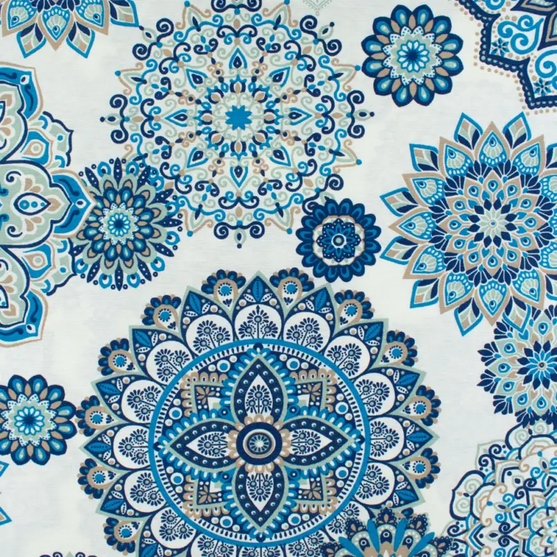 Dekostoff Loneta Mandala farbenfroh blau/grau Zertifiziert