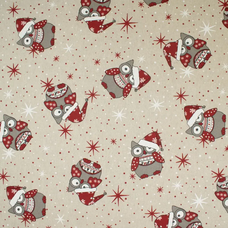 Dekostoff Eulen im Weihnachtslook Neue Ware