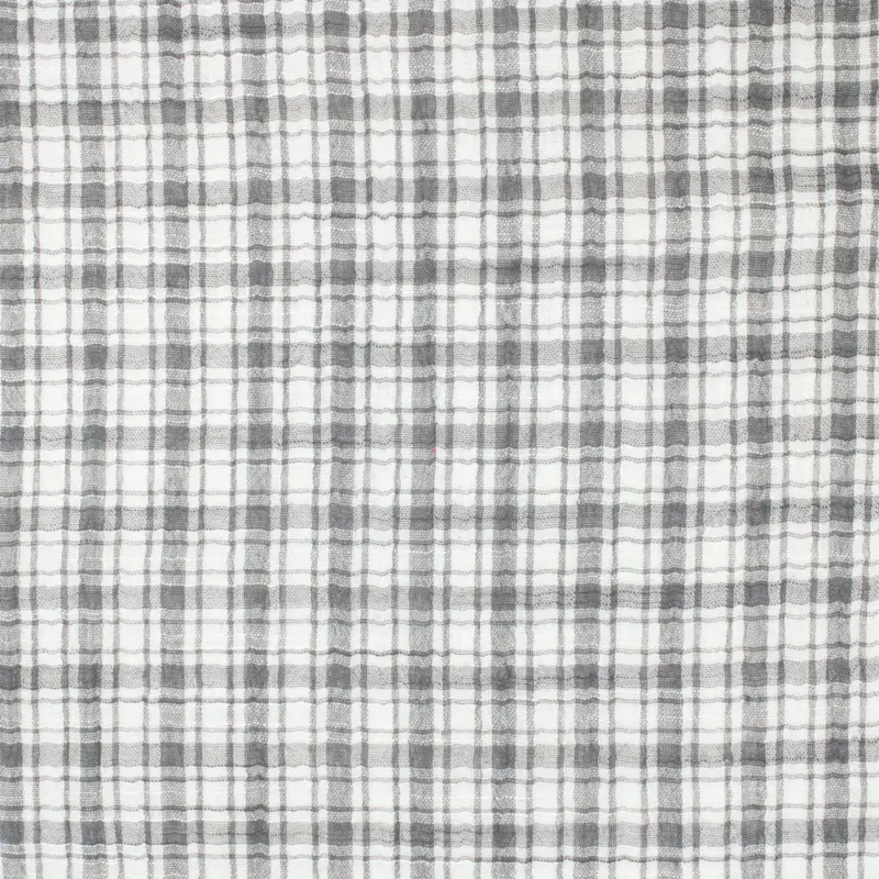 Baumwoll Double Gauze Musselin Karo grau Sonderangebot