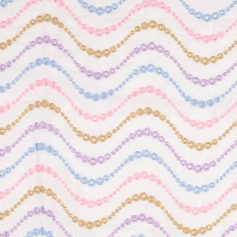 Baumwollstoff Popeline Lochstickerei Geometrisch lila rosa Markenprodukt