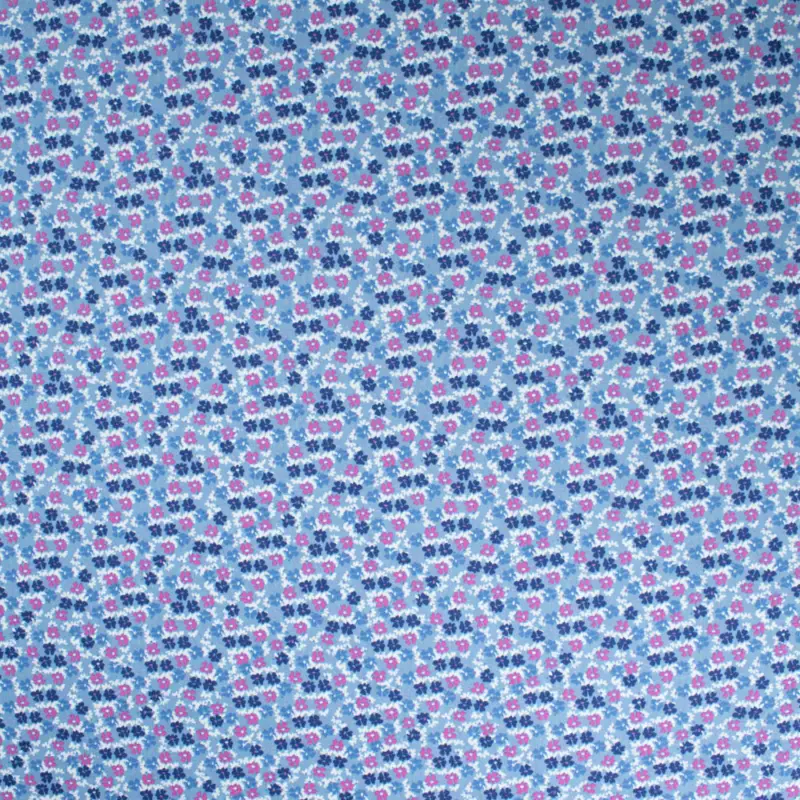 Baumwollstoff Popeline Streublümchen blau Abverkauf