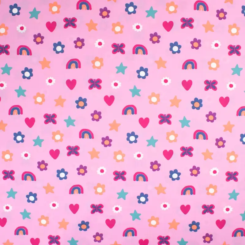Baumwollstoff Popeline Herzchen rosa Billig