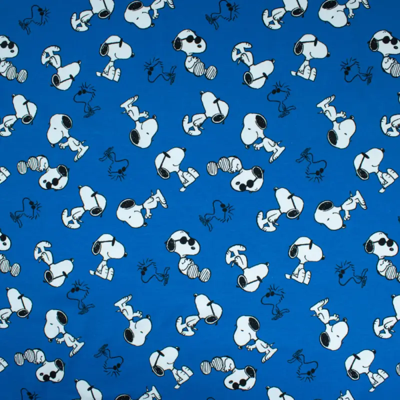 Baumwolljersey Snoopy royalblau Billig
