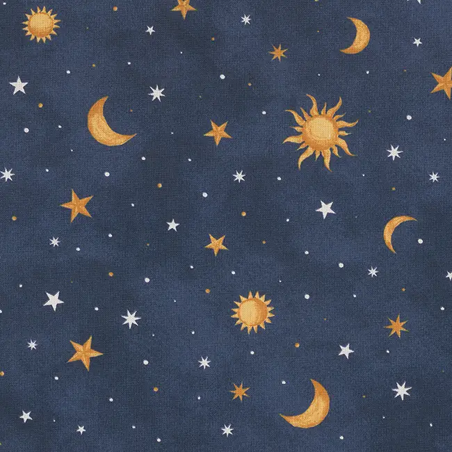 Billig Dekostoff "Glow in the Dark" Sonne, Mond & Sterne