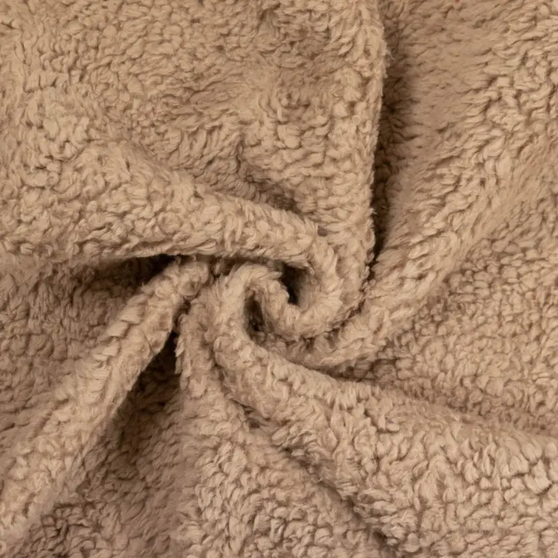 Baumwoll-Teddystoff uni taupe Abverkauf